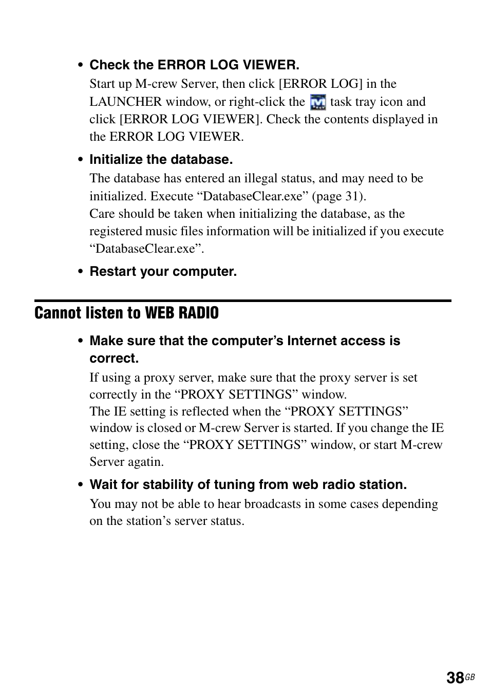 Cannot listen to web radio | Sony TDM-NC1 User Manual | Page 38 / 483