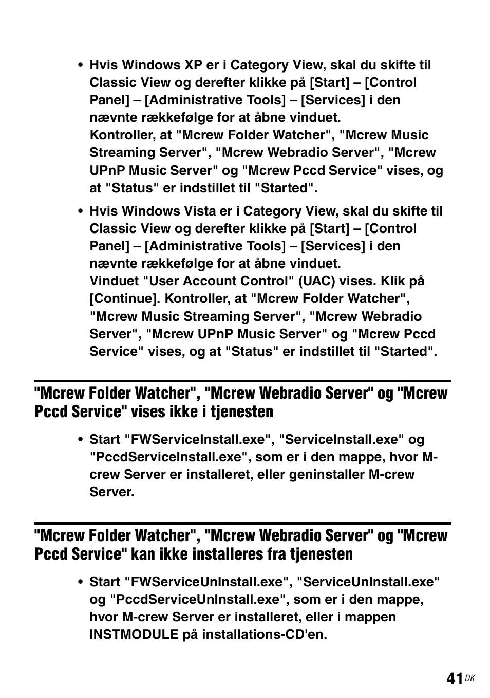 Pccd service" vises ikke i tjenesten, Pccd service" kan ikke installeres fra tjenesten | Sony TDM-NC1 User Manual | Page 394 / 483