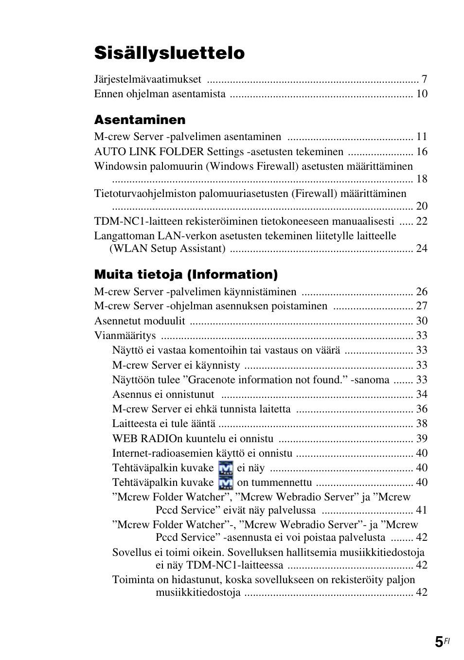 Sisällysluettelo | Sony TDM-NC1 User Manual | Page 401 / 483