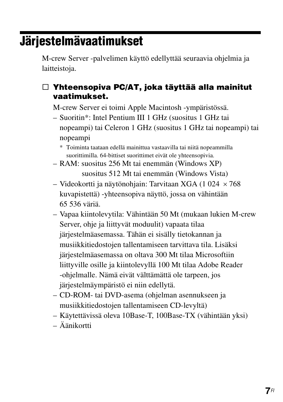 Järjestelmävaatimukset | Sony TDM-NC1 User Manual | Page 403 / 483