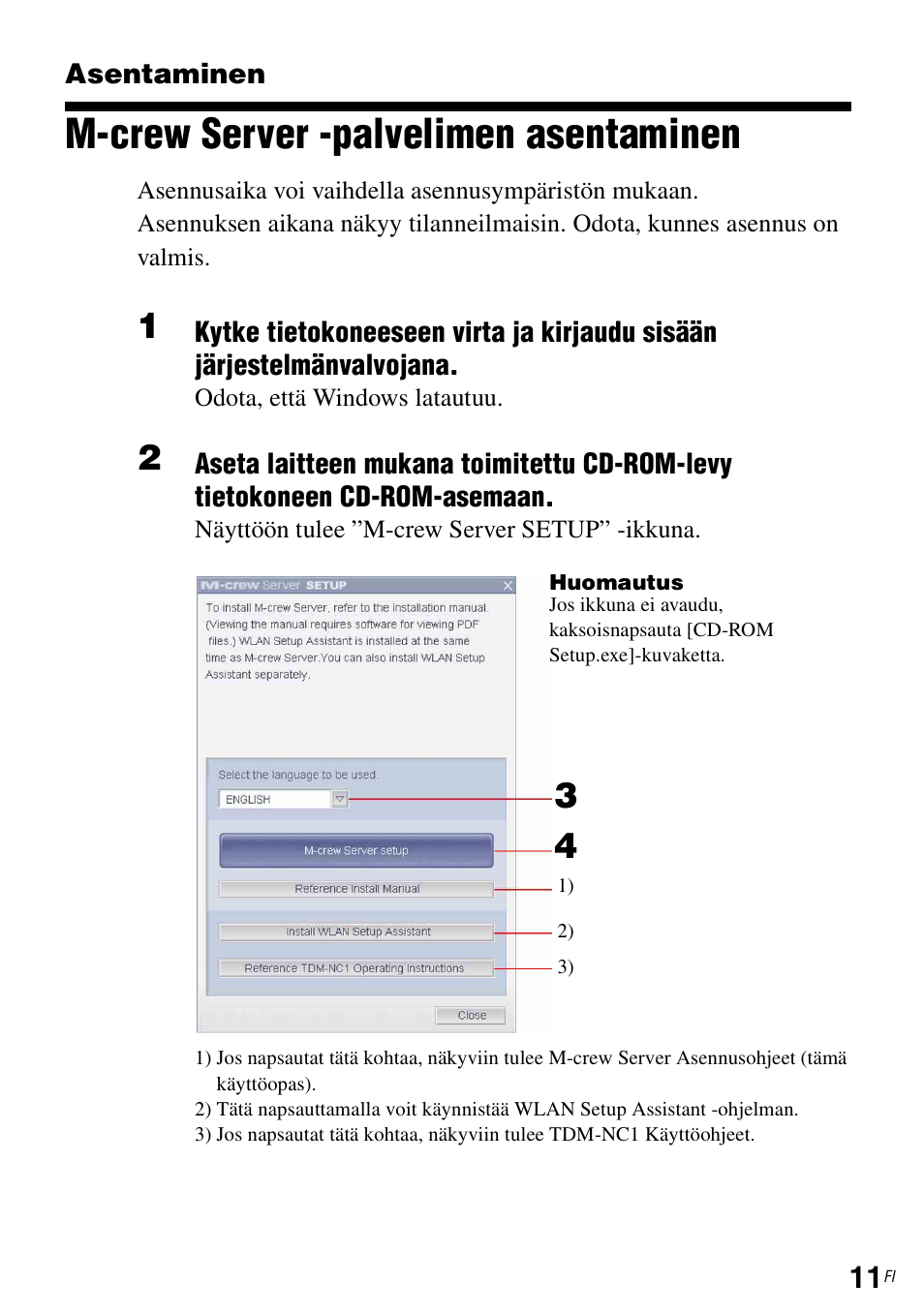 Asentaminen, M-crew server -palvelimen asentaminen | Sony TDM-NC1 User Manual | Page 407 / 483