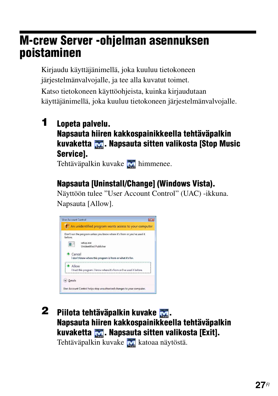 M-crew server -ohjelman asennuksen poistaminen | Sony TDM-NC1 User Manual | Page 423 / 483