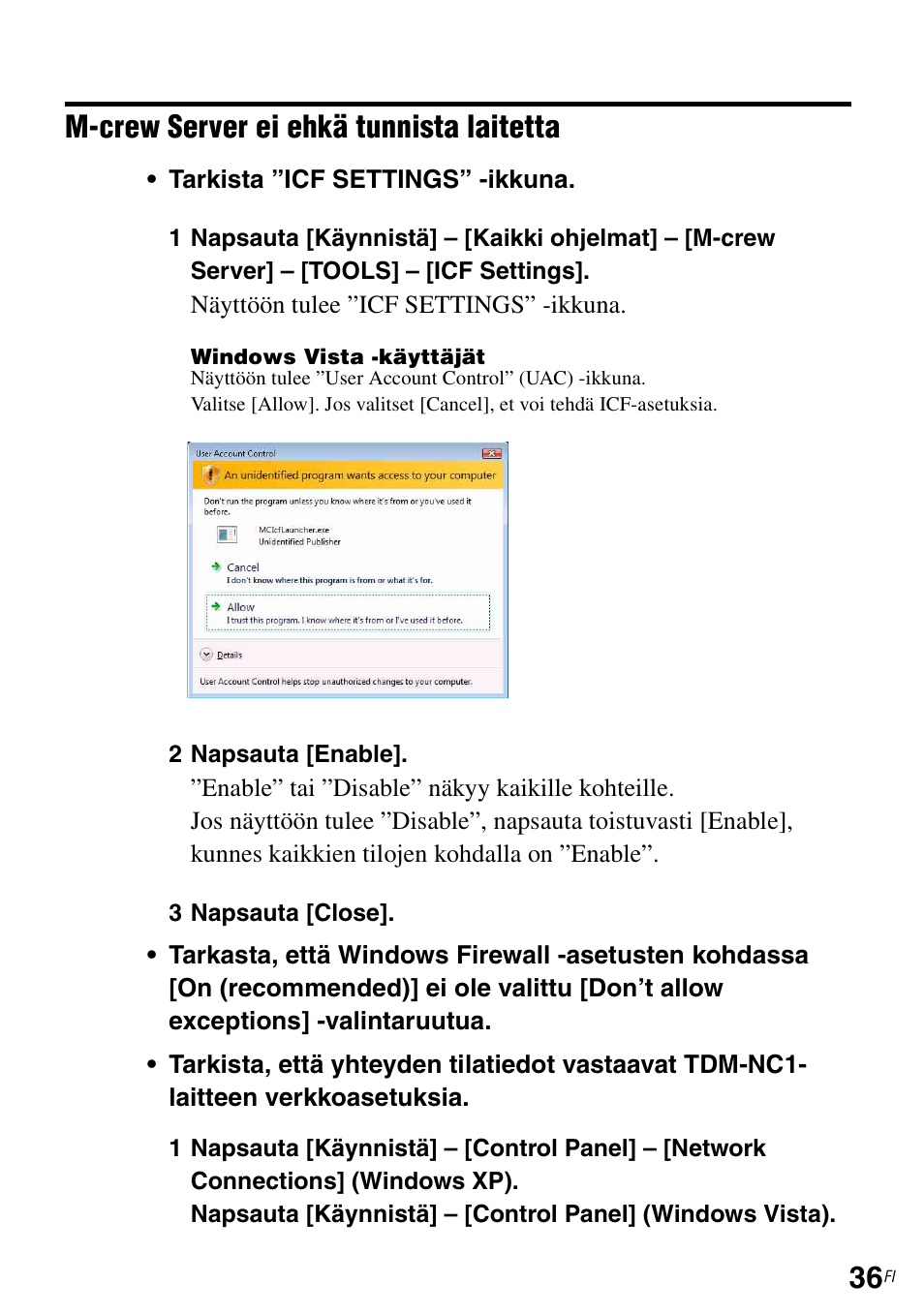 M-crew server ei ehkä tunnista laitetta | Sony TDM-NC1 User Manual | Page 432 / 483