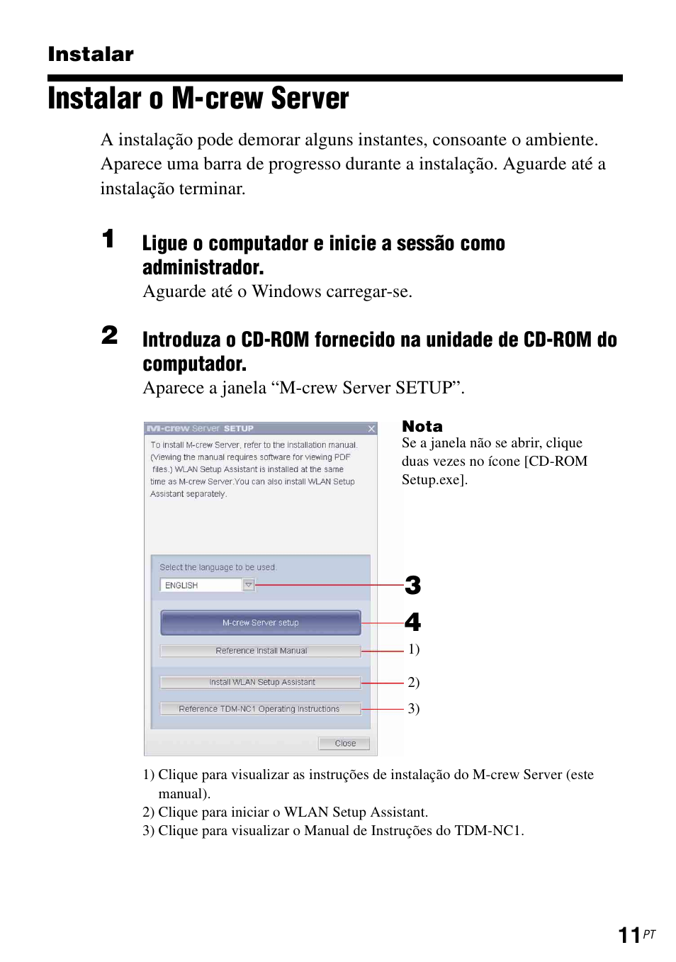 Instalar, Instalar o m-crew server | Sony TDM-NC1 User Manual | Page 450 / 483