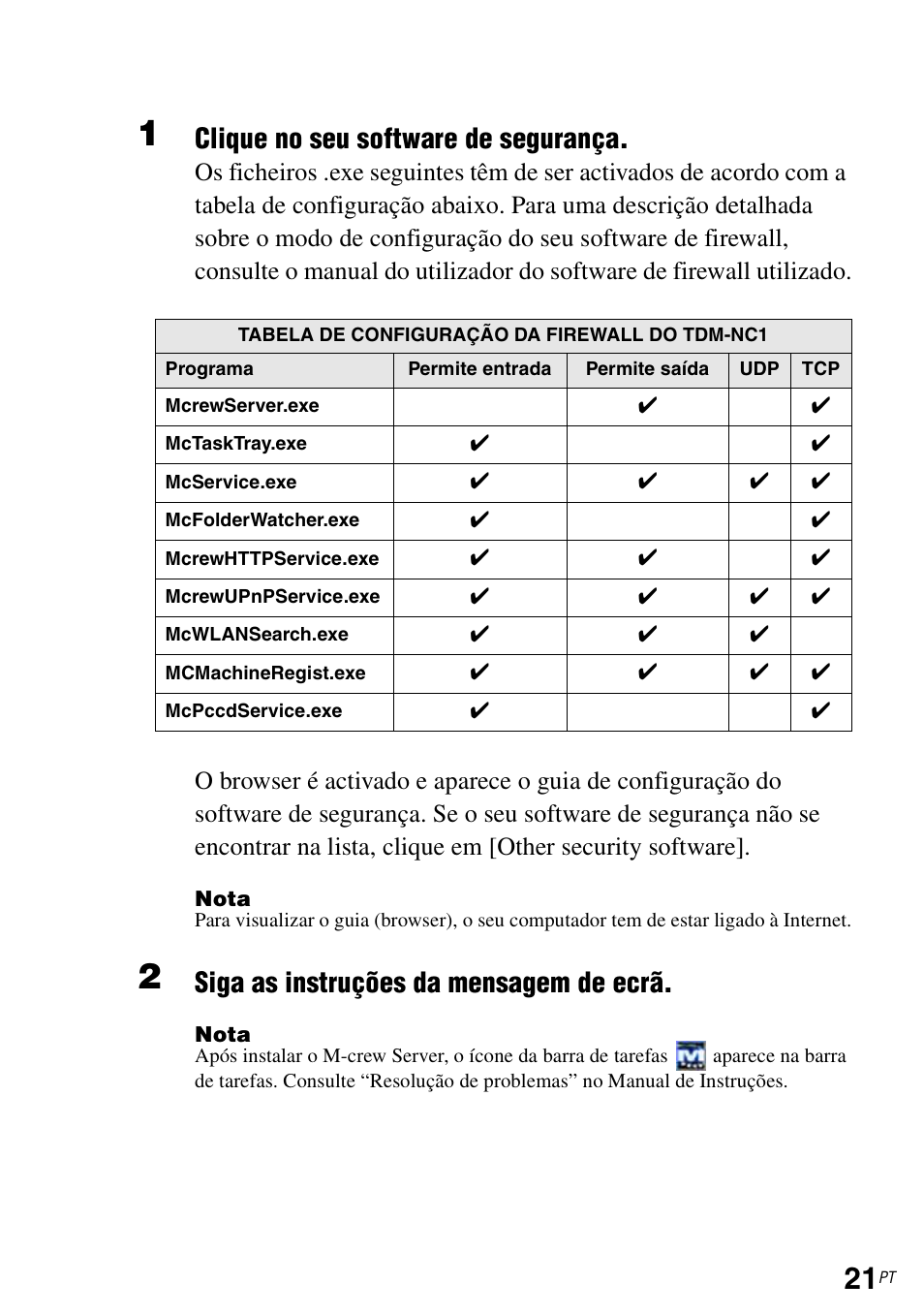 Clique no seu software de segurança, Siga as instruções da mensagem de ecrã | Sony TDM-NC1 User Manual | Page 460 / 483