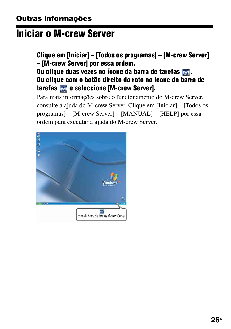 Outras informações, Iniciar o m-crew server | Sony TDM-NC1 User Manual | Page 465 / 483