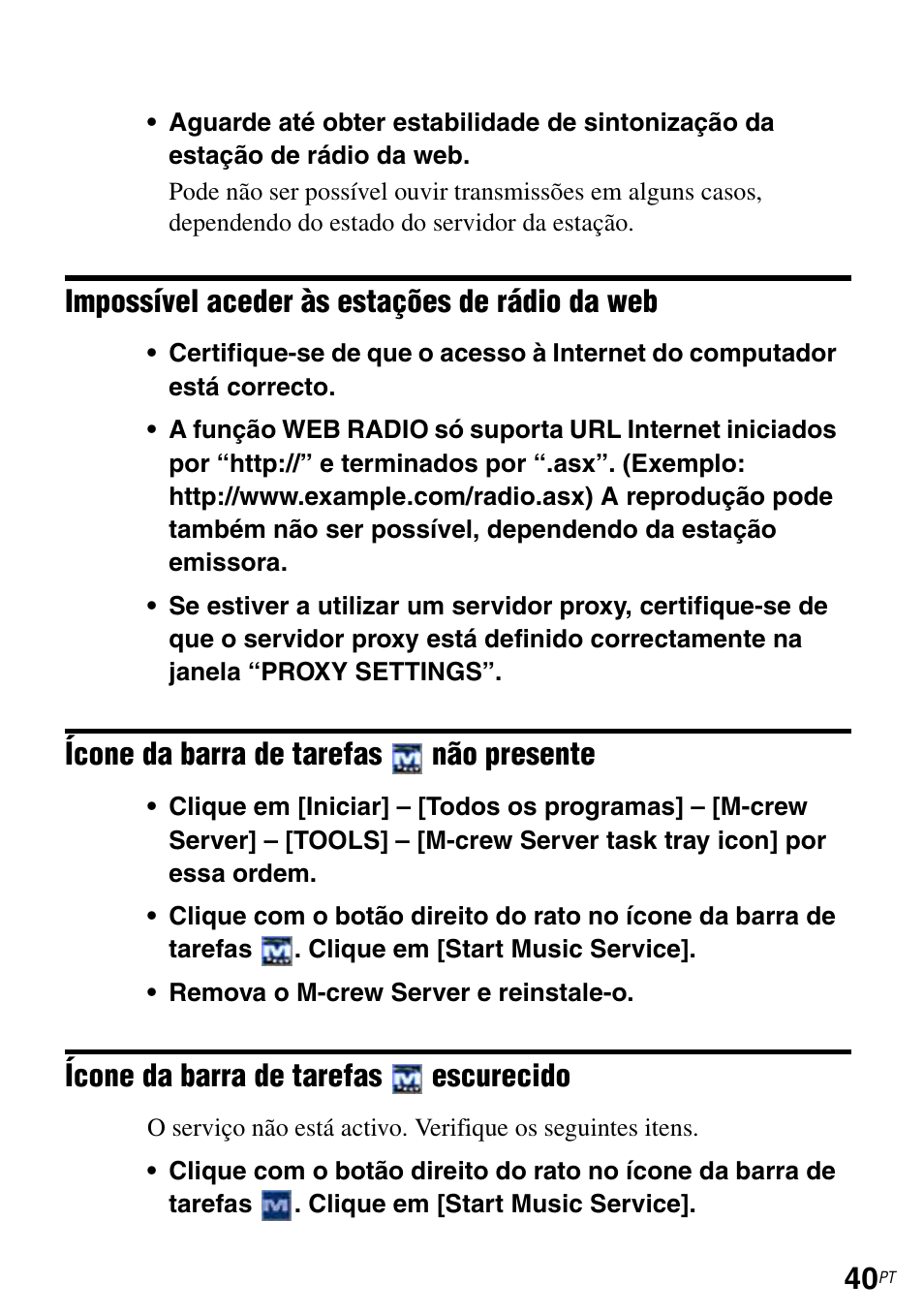Não presente, Ícone da barra de tarefas, Escurecido | Sony TDM-NC1 User Manual | Page 479 / 483