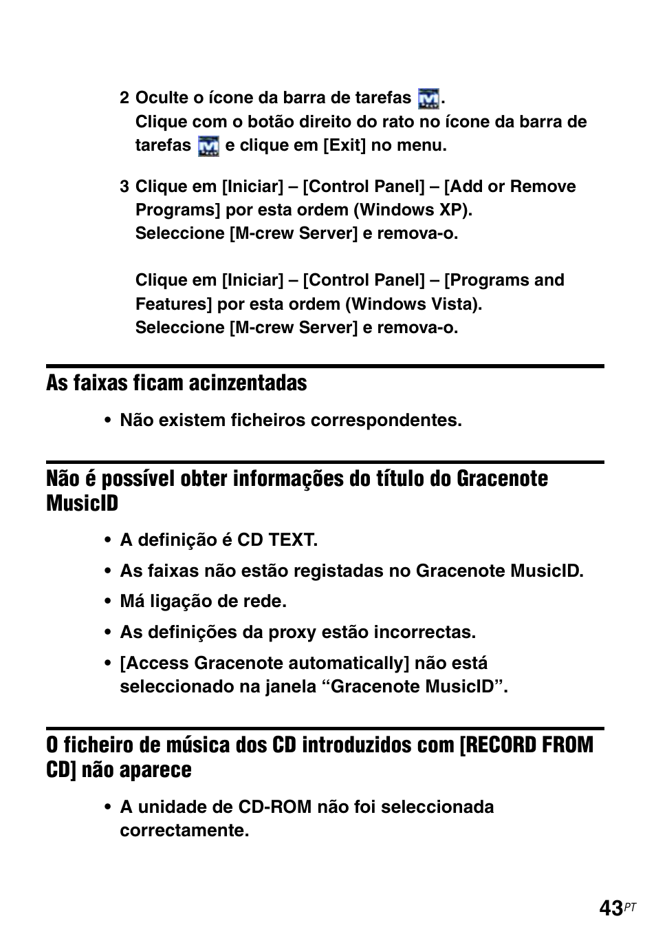 Gracenote musicid, Cd] não aparece | Sony TDM-NC1 User Manual | Page 482 / 483