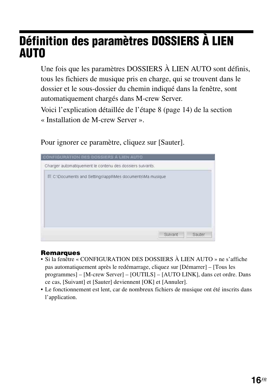 Définition des paramètres dossiers à lien auto | Sony TDM-NC1 User Manual | Page 58 / 483