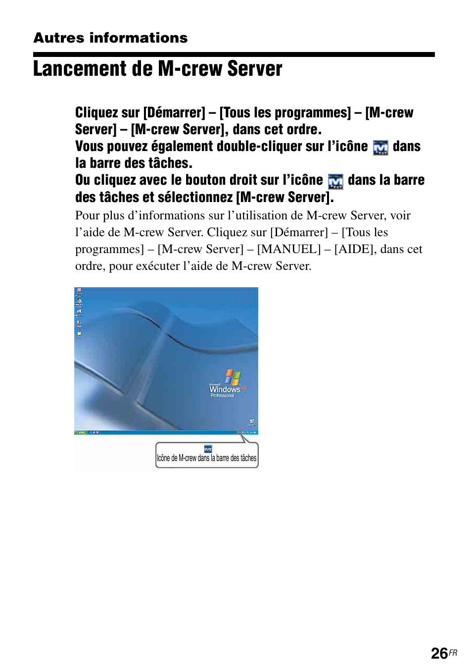 Autres informations, Lancement de m-crew server | Sony TDM-NC1 User Manual | Page 68 / 483