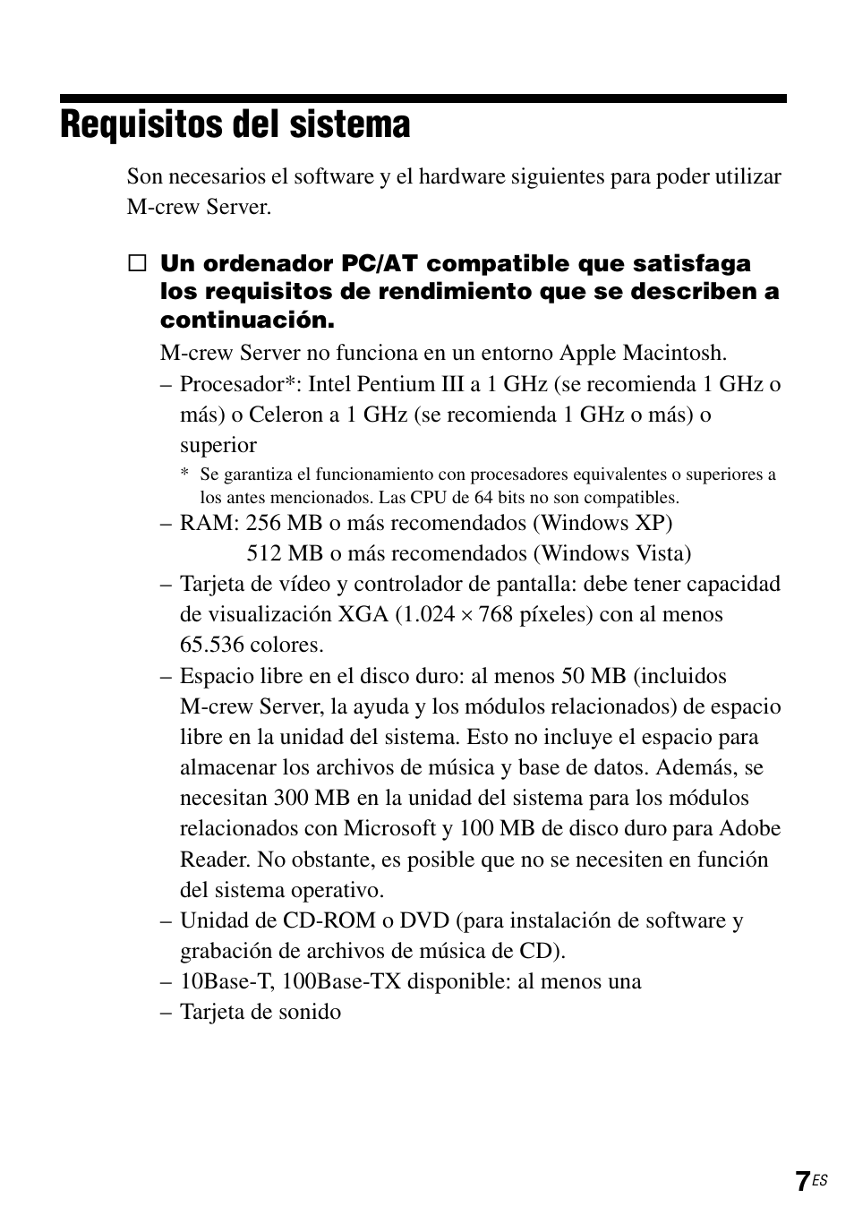 Requisitos del sistema | Sony TDM-NC1 User Manual | Page 94 / 483
