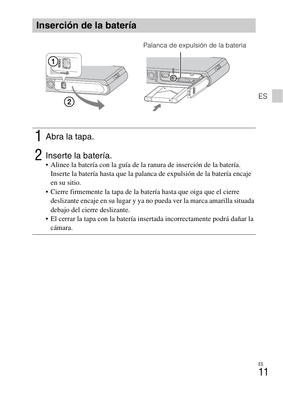 Inserción de la batería | Sony DSC-TX30 User Manual | Page 121 / 643