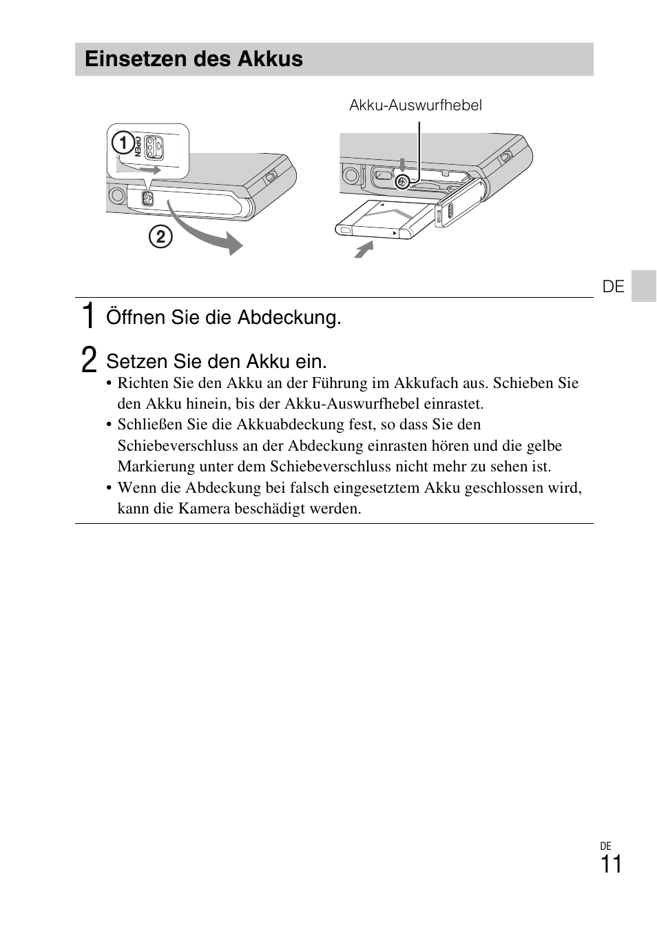 Einsetzen des akkus | Sony DSC-TX30 User Manual | Page 191 / 643