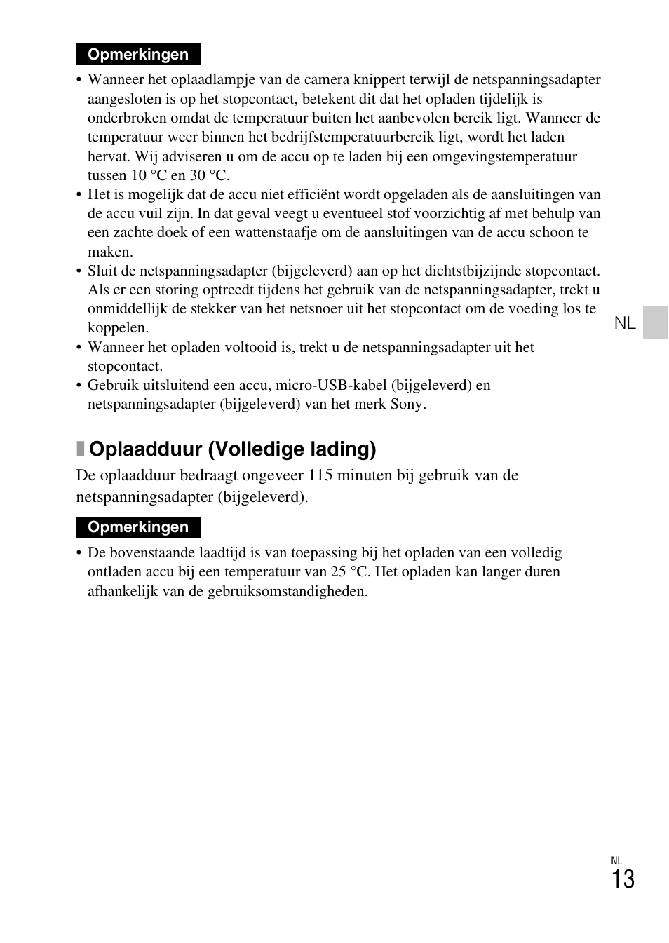 Xoplaadduur (volledige lading) | Sony DSC-TX30 User Manual | Page 229 / 643
