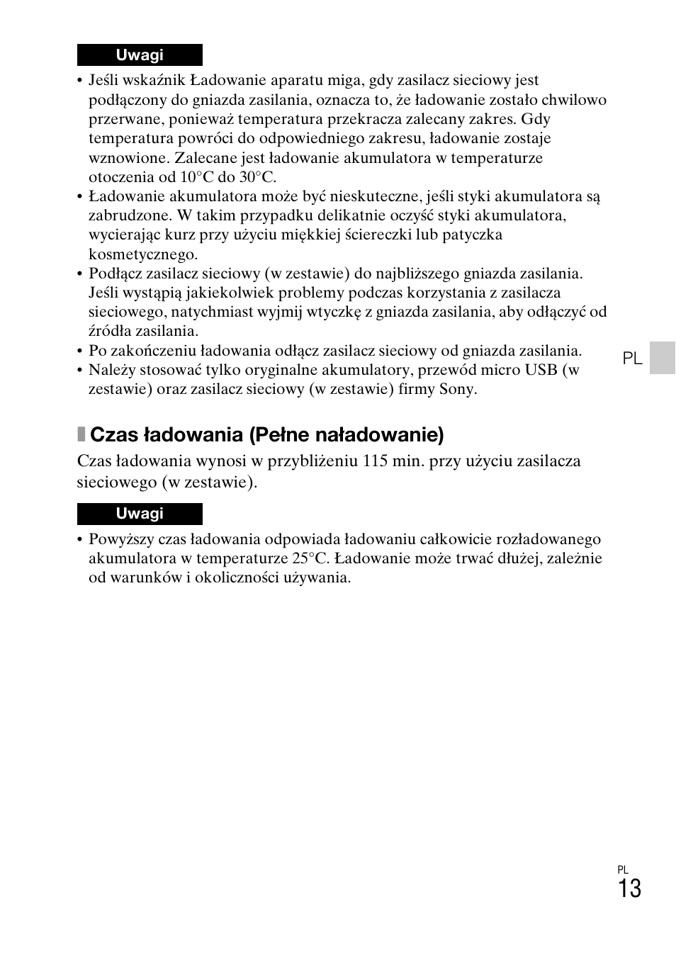 Xczas ładowania (pełne naładowanie) | Sony DSC-TX30 User Manual | Page 263 / 643