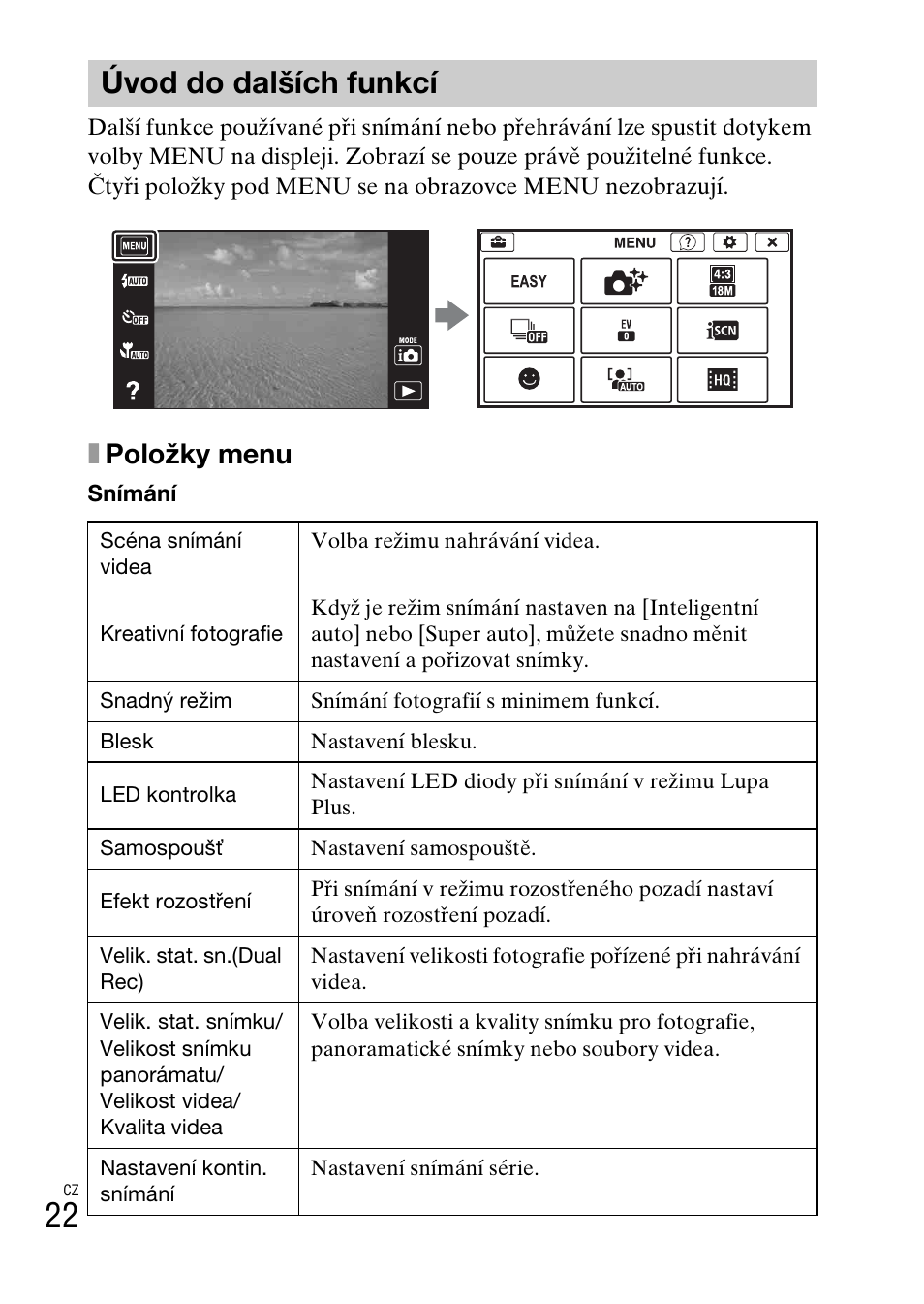 Úvod do dalších funkcí, Xpoložky menu | Sony DSC-TX30 User Manual | Page 308 / 643