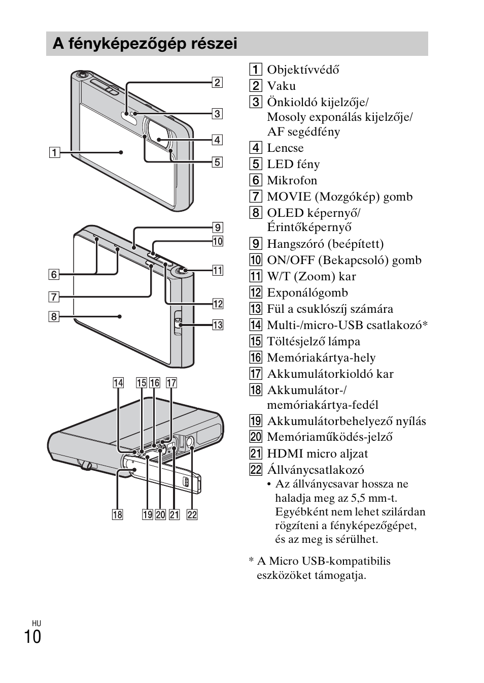 A fényképezőgép részei | Sony DSC-TX30 User Manual | Page 330 / 643