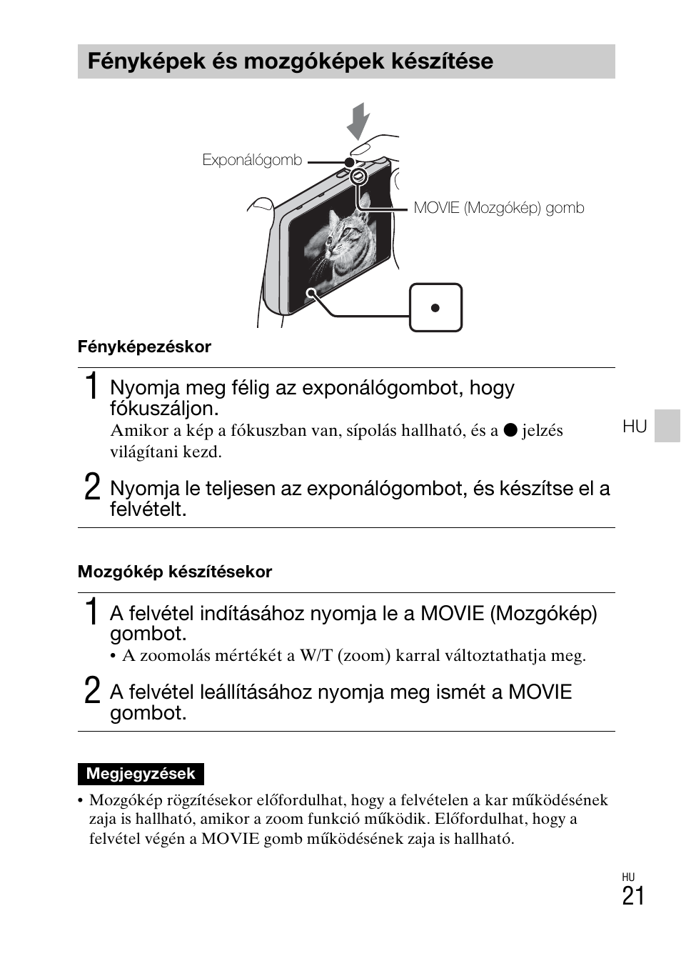 Fényképek és mozgóképek készítése | Sony DSC-TX30 User Manual | Page 341 / 643