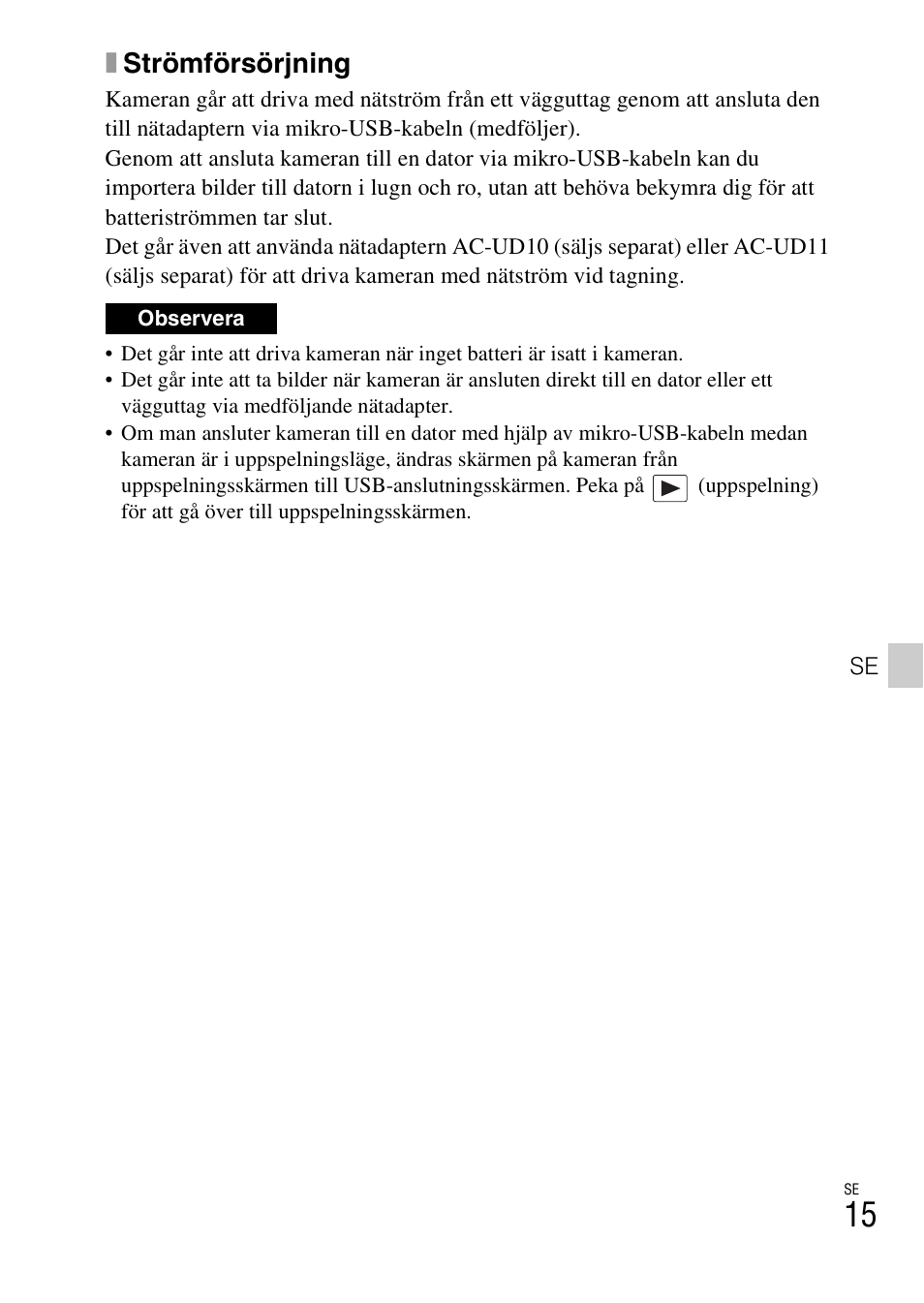 Xströmförsörjning | Sony DSC-TX30 User Manual | Page 409 / 643