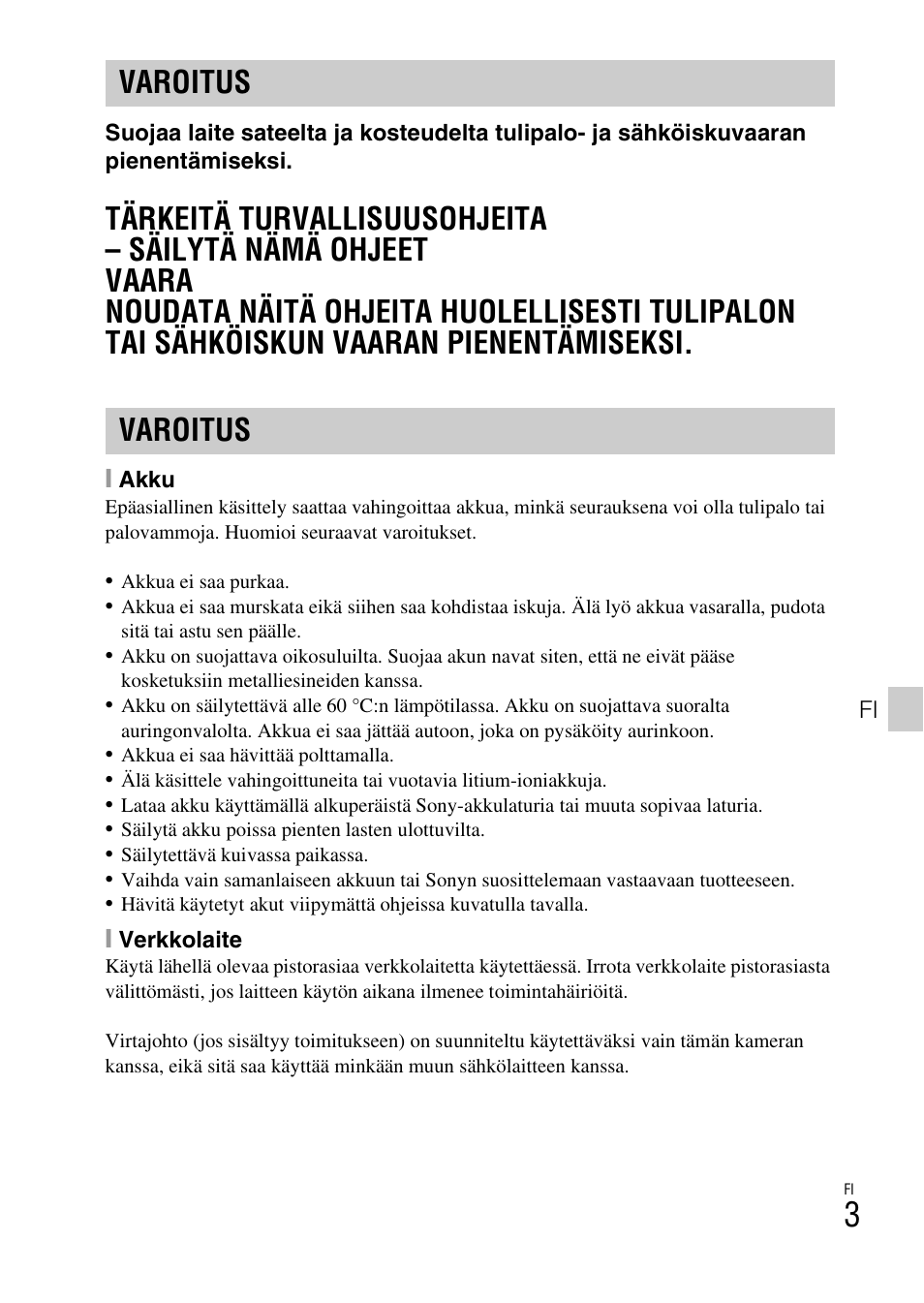 Varoitus | Sony DSC-TX30 User Manual | Page 431 / 643