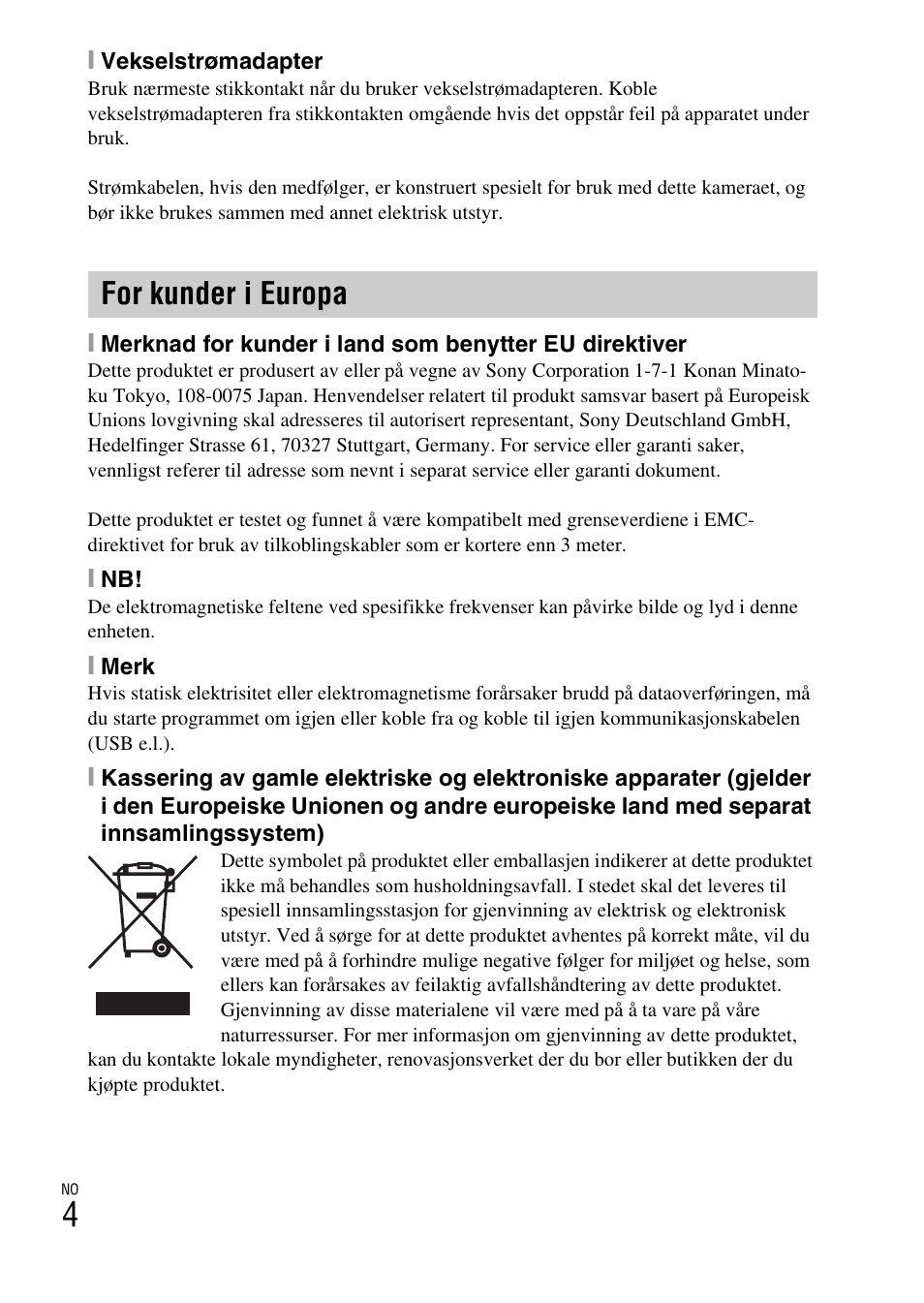 For kunder i europa | Sony DSC-TX30 User Manual | Page 466 / 643