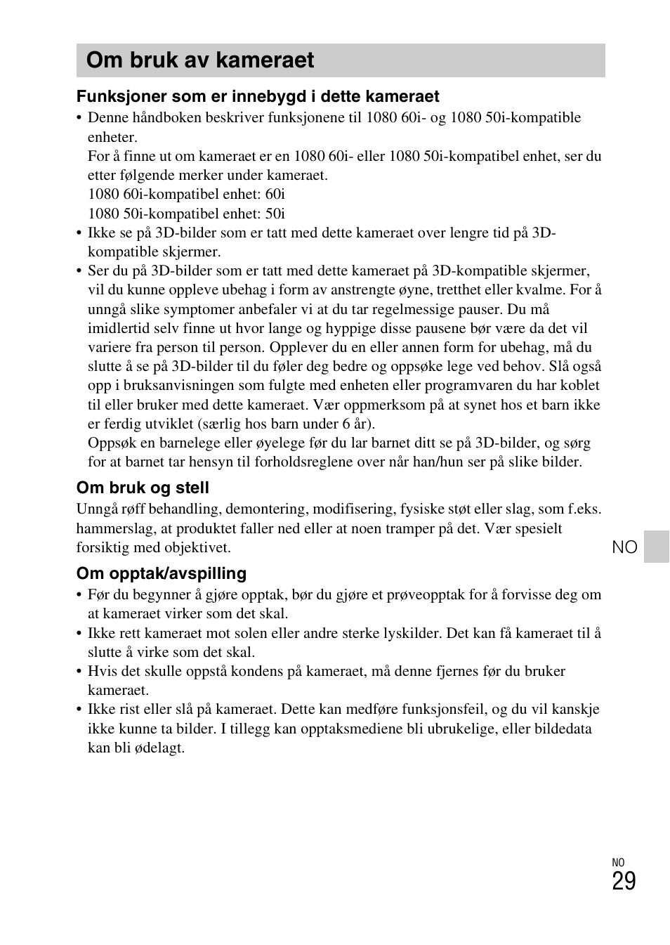 Om bruk av kameraet | Sony DSC-TX30 User Manual | Page 491 / 643