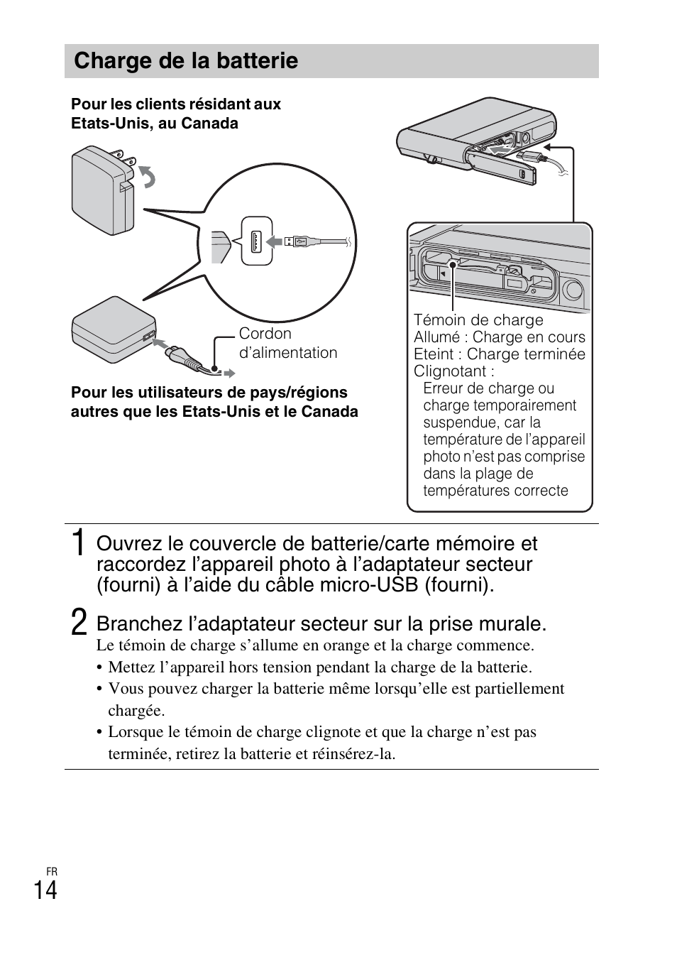 Charge de la batterie | Sony DSC-TX30 User Manual | Page 50 / 643