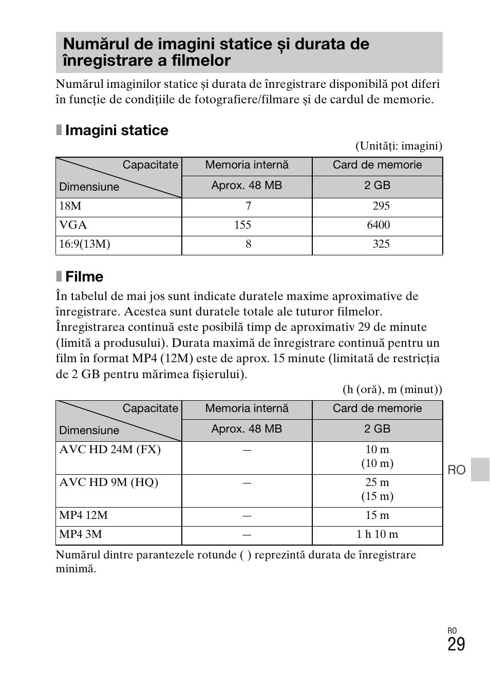 Ximagini statice, Xfilme | Sony DSC-TX30 User Manual | Page 593 / 643