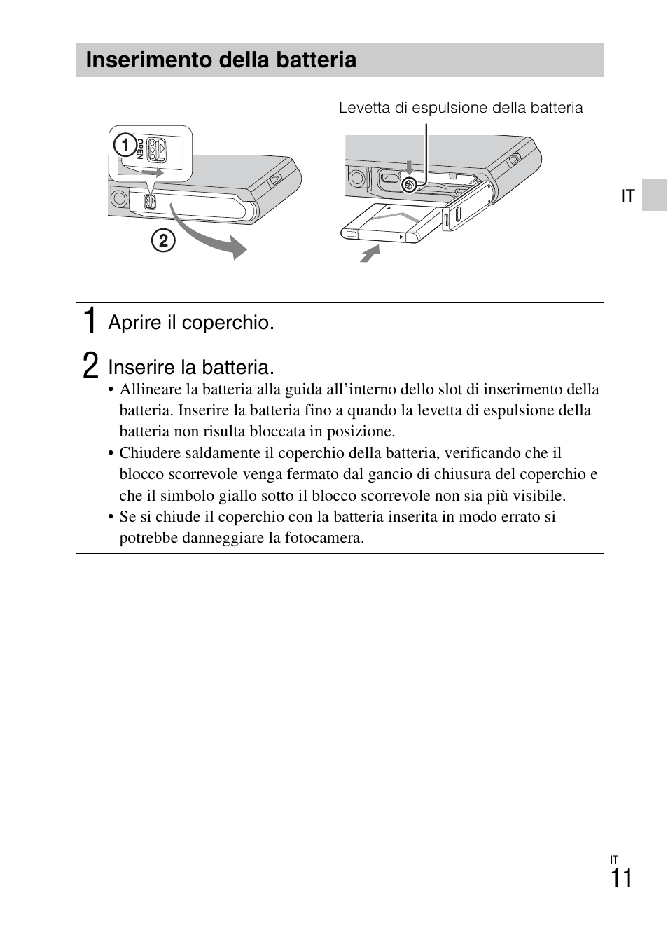 Inserimento della batteria | Sony DSC-TX30 User Manual | Page 85 / 643