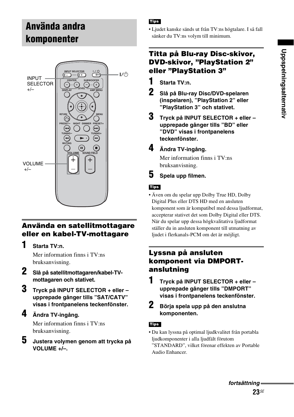 Använda andra komponenter | Sony RHT-G1550 User Manual | Page 119 / 196