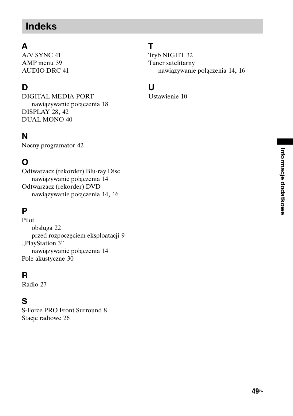 Indeks | Sony RHT-G1550 User Manual | Page 193 / 196