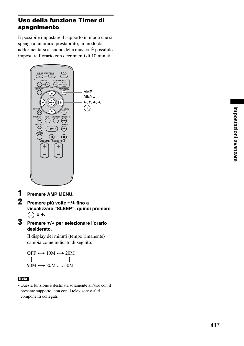 P (41), Uso della funzione timer di spegnimento | Sony RHT-G1550 User Manual | Page 89 / 196