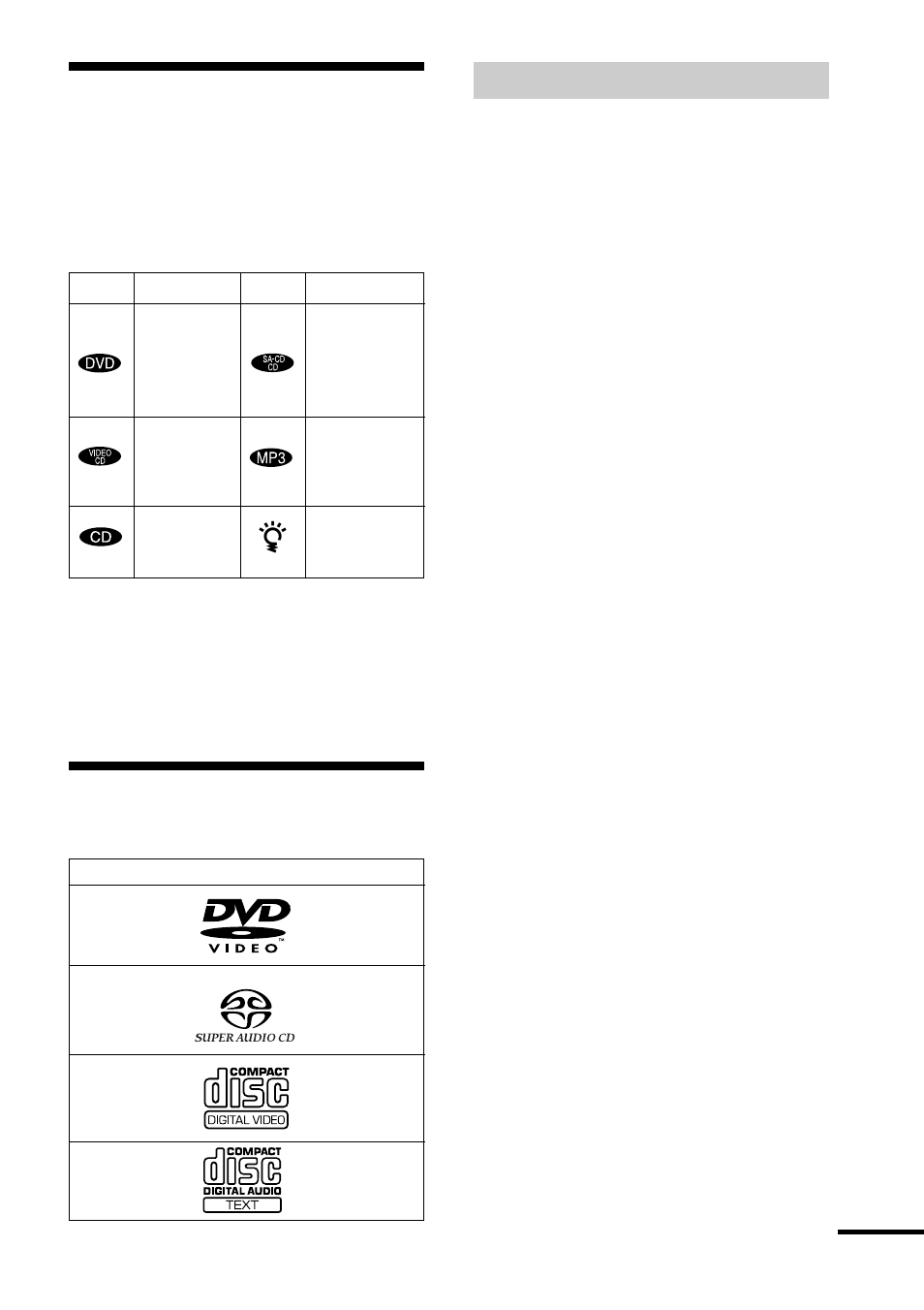 Om denna bruksanvisning, Följande skivor kan spelas på denna apparat | Sony DAV-S888 User Manual | Page 265 / 516