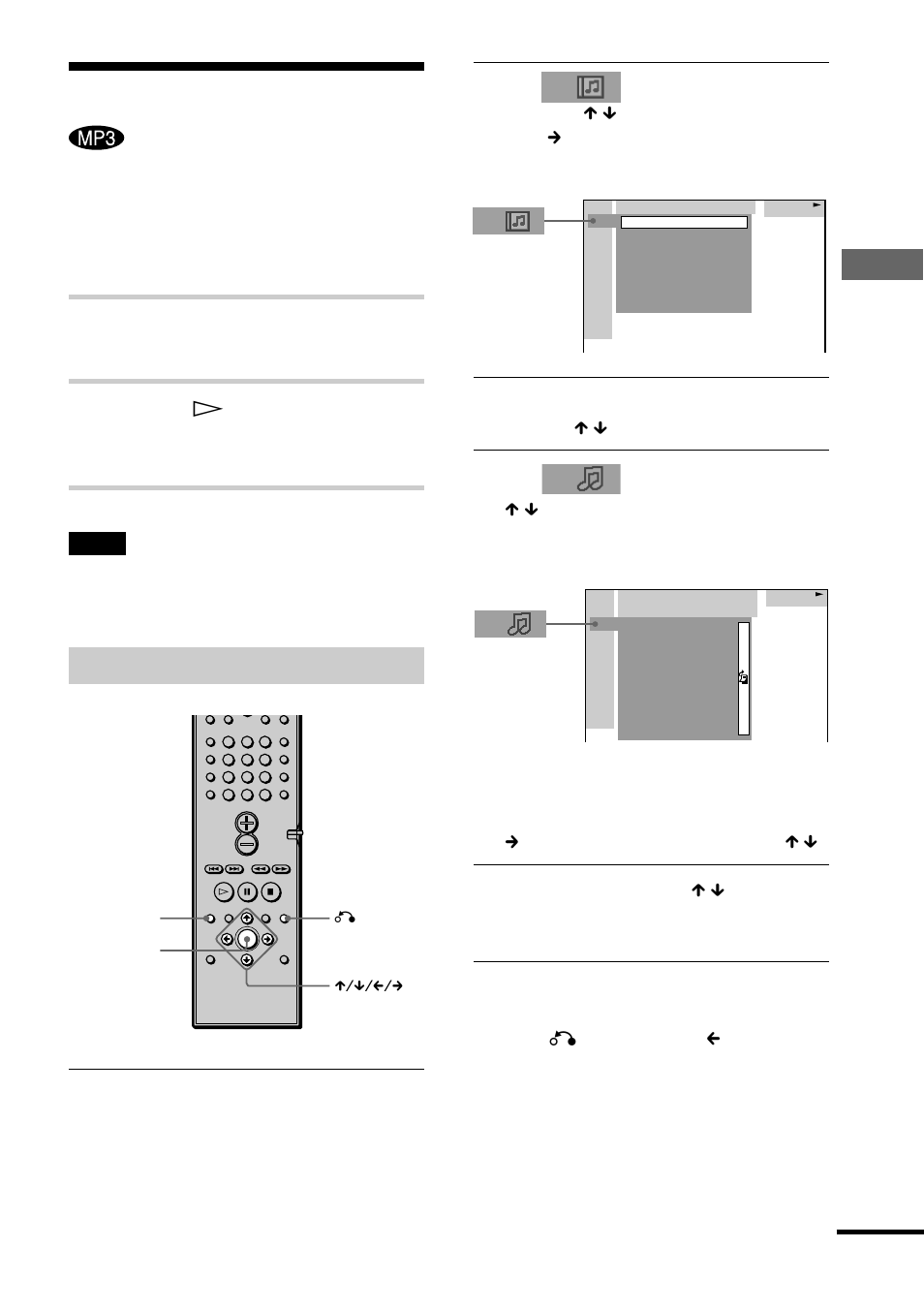 Spela upp ett mp3-spår, Spela skiv or, Sätt in en skiva med mp3-filer i systemet | Tryck på h, Välja album och spår | Sony DAV-S888 User Manual | Page 293 / 516