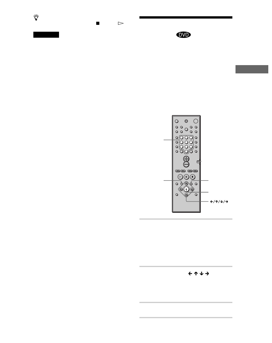 Arbeiten mit dem menü einer dvd, Wieder g eben v on cds/d vds, Drücken sie dvd top menu oder dvd menu | Drücken sie enter | Sony DAV-S888 User Manual | Page 33 / 516