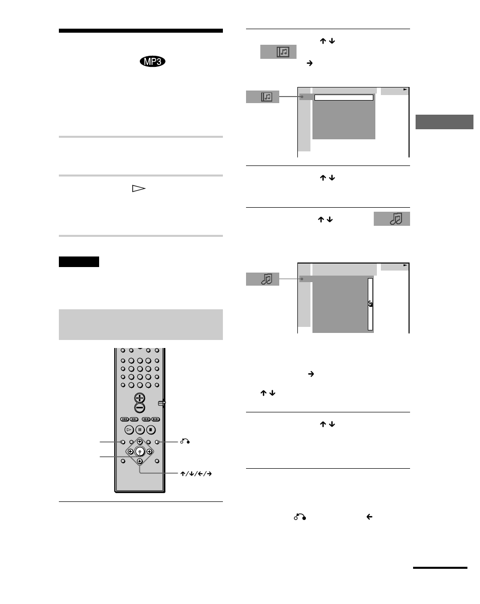 Wiedergeben eines mp3- audiostücks, Wieder g eben v on cds/d vds, Drücken sie h | Auswählen eines albums und eines stücks | Sony DAV-S888 User Manual | Page 35 / 516
