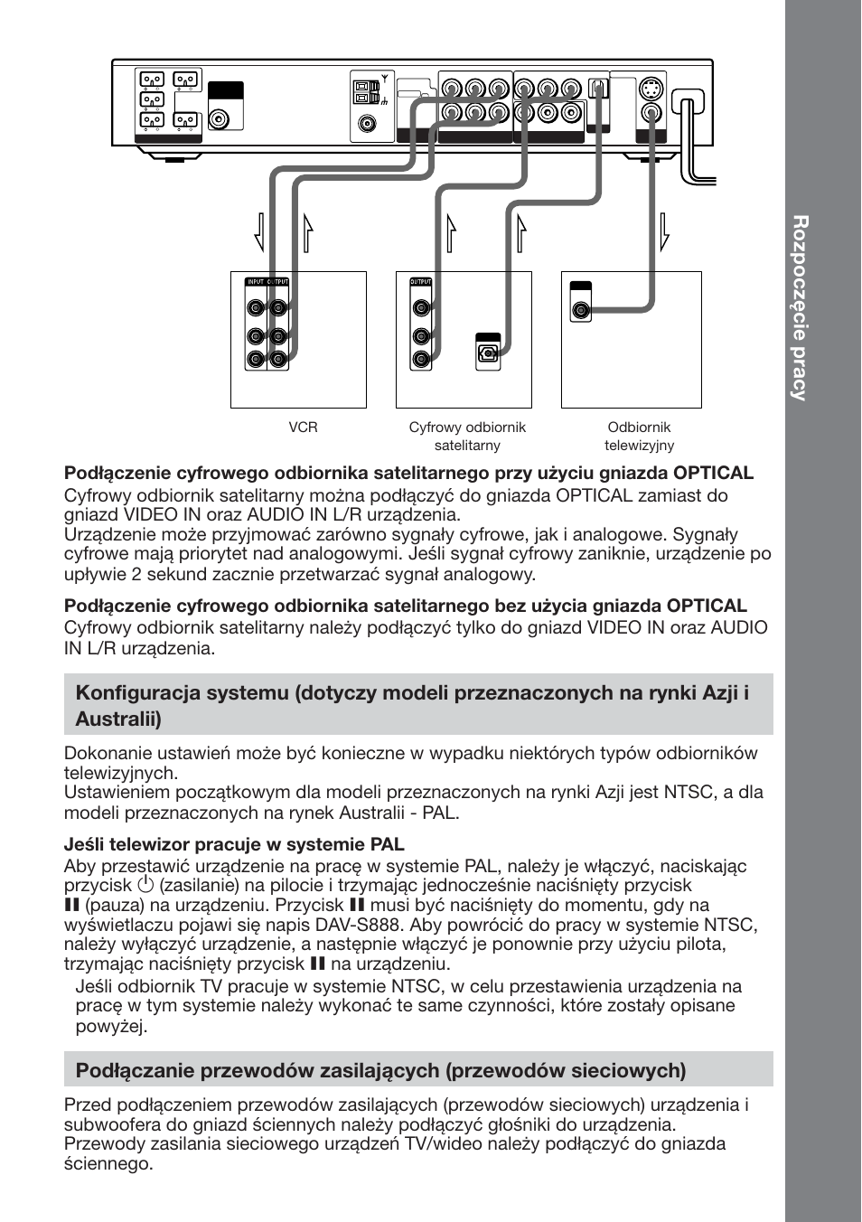 Rozpoczęcie pracy | Sony DAV-S888 User Manual | Page 453 / 516