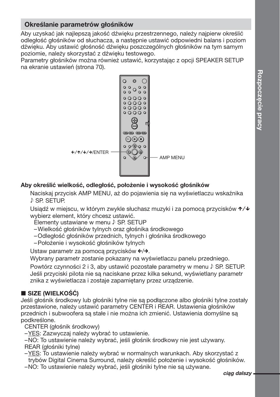 Rozpoczęcie pracy, Określanie parametrów głośników | Sony DAV-S888 User Manual | Page 455 / 516