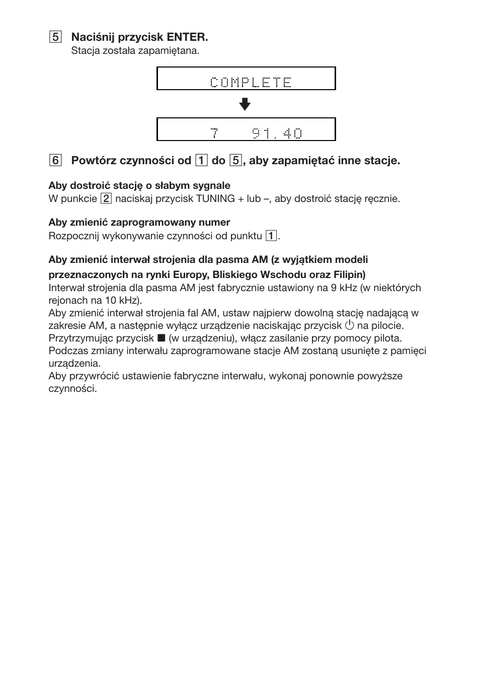 5naciśnij przycisk enter, Stacja została zapamiętana | Sony DAV-S888 User Manual | Page 460 / 516