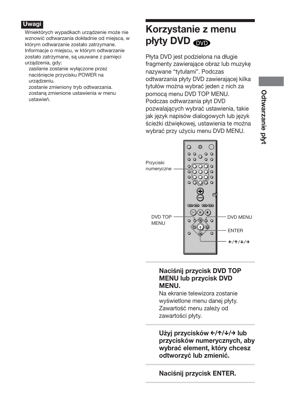 Korzystanie z menu płyty dvd, Odtwarzanie płyt, Naciśnij przycisk enter | Sony DAV-S888 User Manual | Page 463 / 516