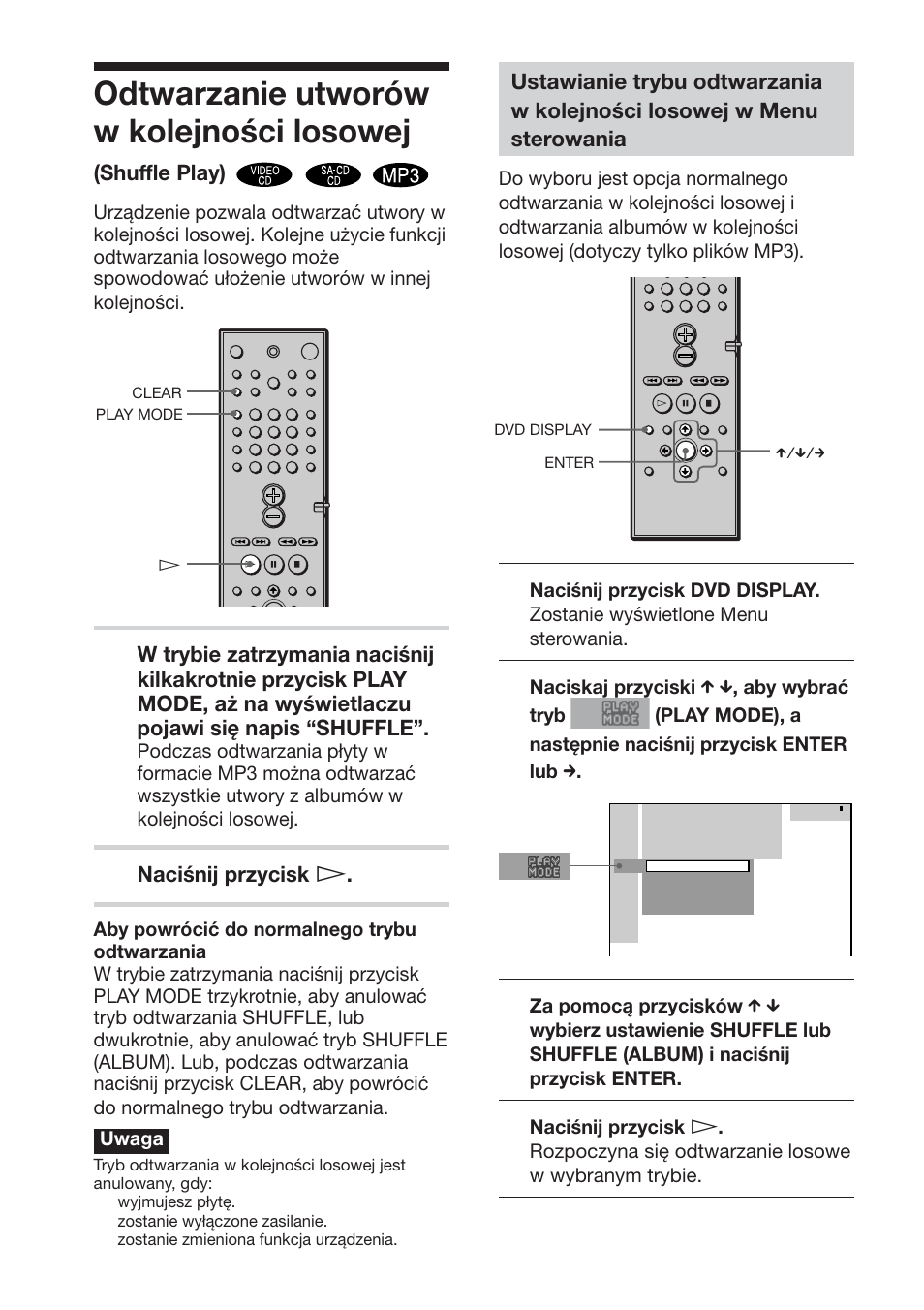 Odtwarzanie utworów w kolejności losowej, Shuffle play), Naciśnij przycisk h | Sony DAV-S888 User Manual | Page 468 / 516