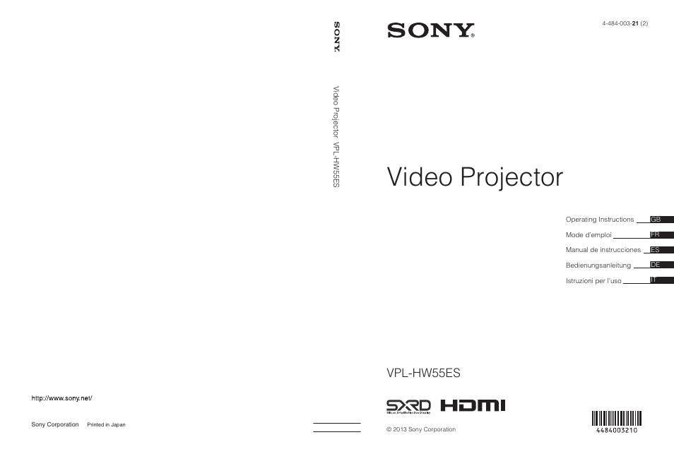 Sony VPL-HW55ES User Manual | 459 pages