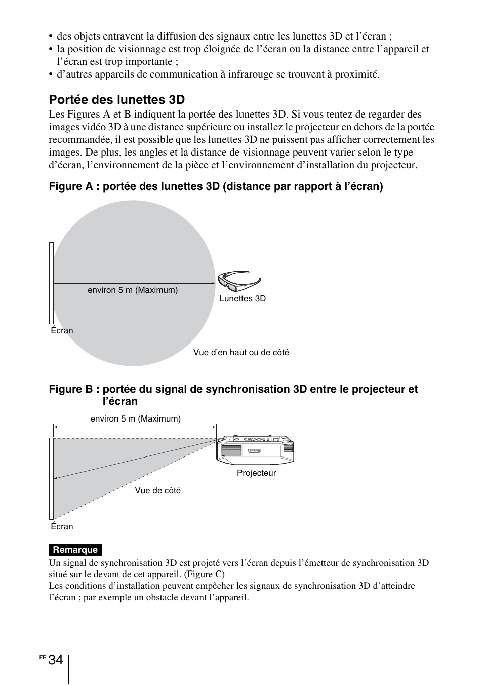Portée des lunettes 3d | Sony VPL-HW55ES User Manual | Page 124 / 459