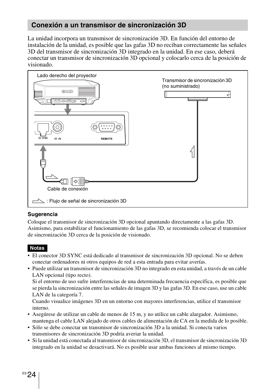 Conexión a un transmisor de sincronización 3d | Sony VPL-HW55ES User Manual | Page 206 / 459
