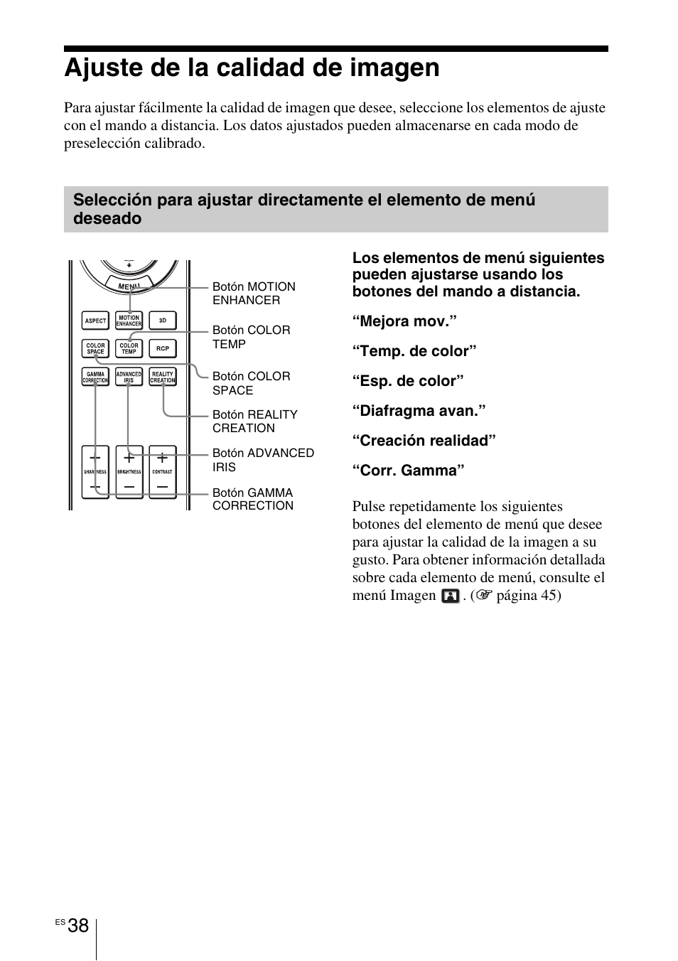 Ajuste de la calidad de imagen | Sony VPL-HW55ES User Manual | Page 220 / 459