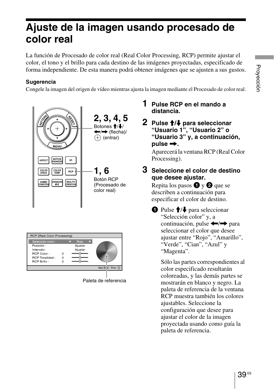 Ajuste de la imagen usando procesado de color real | Sony VPL-HW55ES User Manual | Page 221 / 459