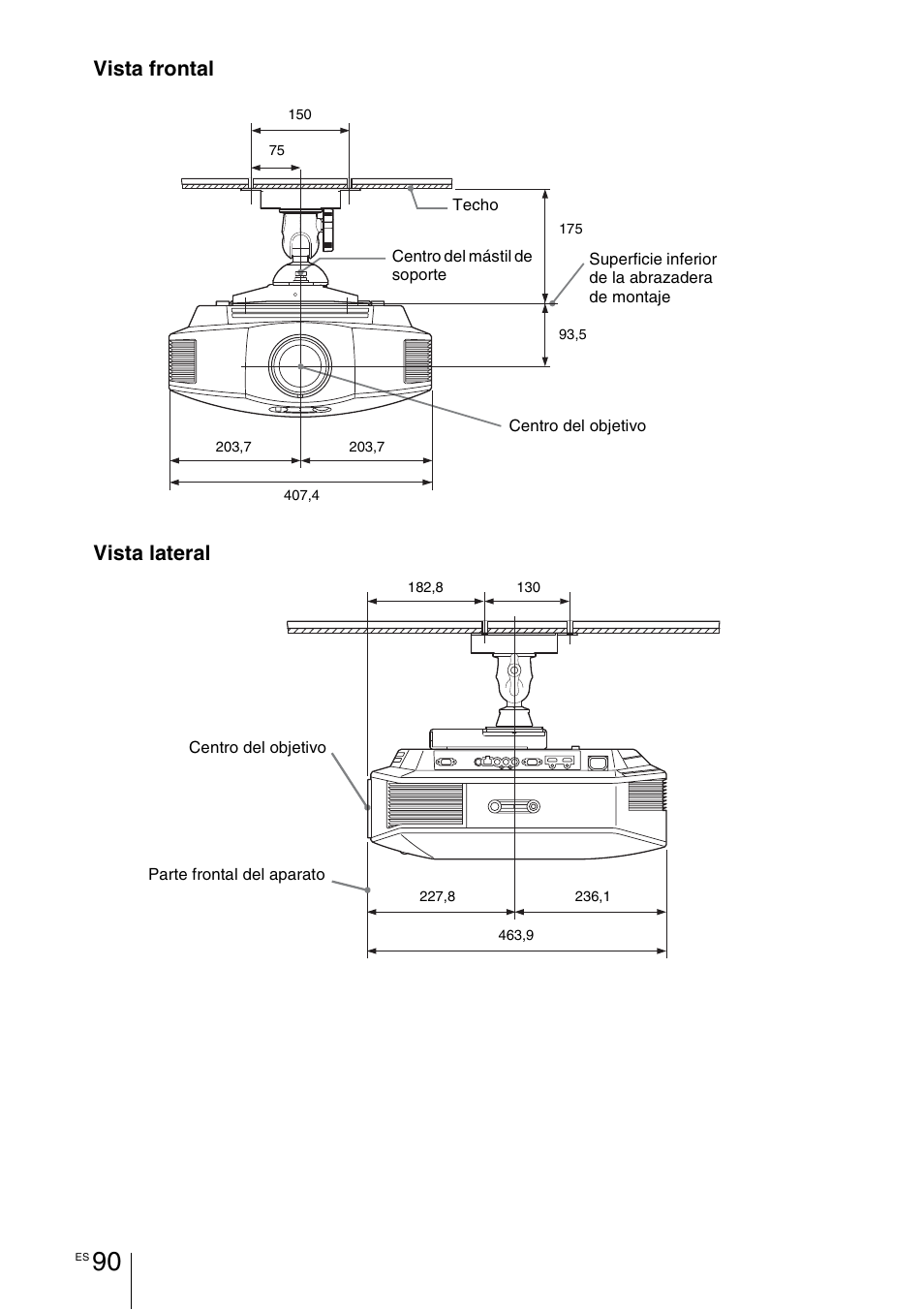 Vista frontal vista lateral | Sony VPL-HW55ES User Manual | Page 272 / 459
