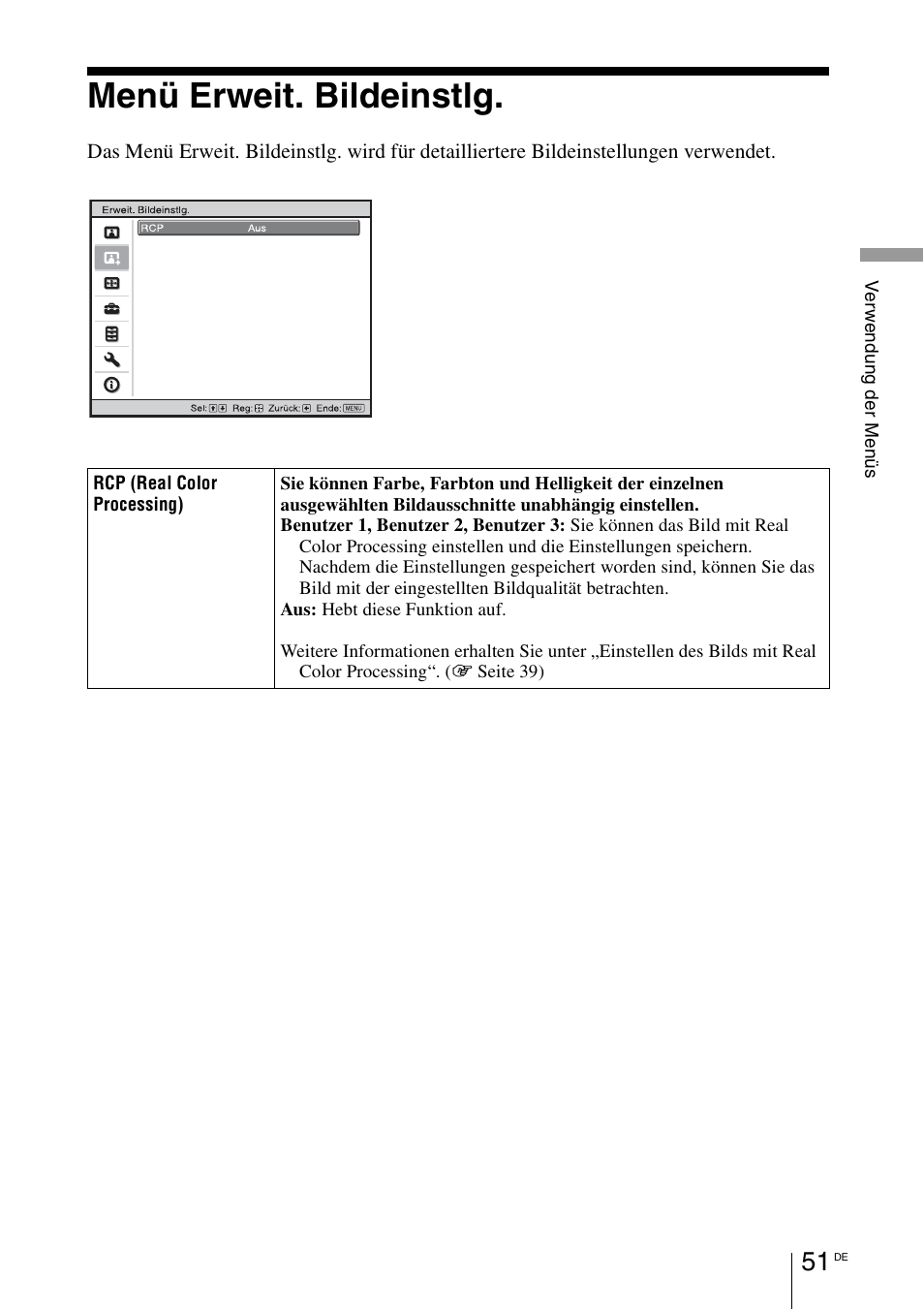 Menü erweit. bildeinstlg | Sony VPL-HW55ES User Manual | Page 325 / 459