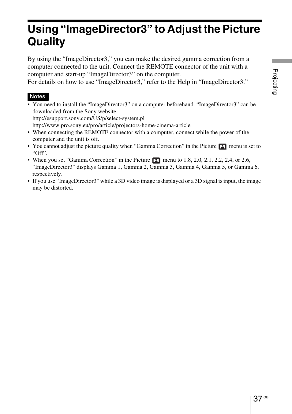 Sony VPL-HW55ES User Manual | Page 37 / 459