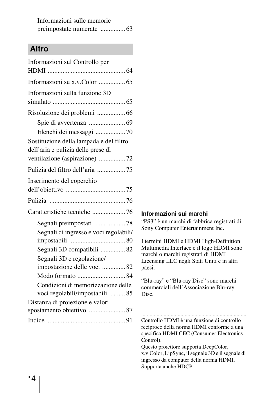 Altro | Sony VPL-HW55ES User Manual | Page 370 / 459